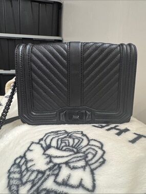 Rebecca Minkoff Black Quilted Chevron Crossbody Bag